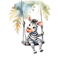 Safari Zebra watercolor illustration, safari animals clipart
