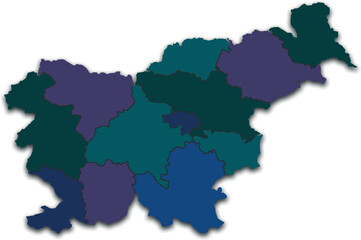 Fototapeta premium SLOVENIA MAP WITH ITS PROVINCES AND POLITICAL ADMINISTRATIVE DIVISIONS