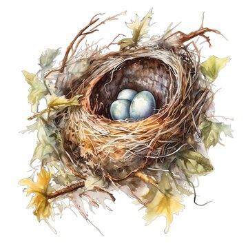 recommend clip art: Spring bird nest watercolor illustration, spring clipart