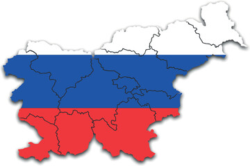 SLOVENIA MAP WITH ITS PROVINCES AND POLITICAL ADMINISTRATIVE DIVISIONS WITH FLAG