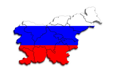 Obraz premium SLOVENIA MAP WITH ITS PROVINCES AND POLITICAL ADMINISTRATIVE DIVISIONS WITH FLAG