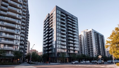 Obraz premium Modern Apartment Buildings in Cityscape.