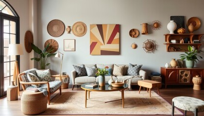 Modern Living Room with Boho Decor.