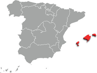 balearic islands map ADMINISTRATIVE DIVISIONS of SPAIN 3d isometric map