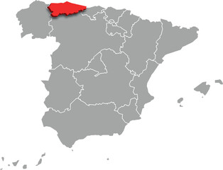 Fototapeta premium asturias map ADMINISTRATIVE DIVISIONS of SPAIN 3d isometric map