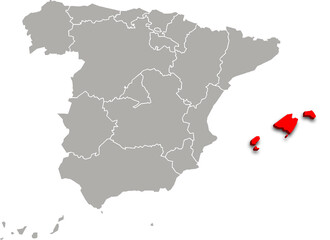 balearic islands map ADMINISTRATIVE DIVISIONS of SPAIN 3d isometric map