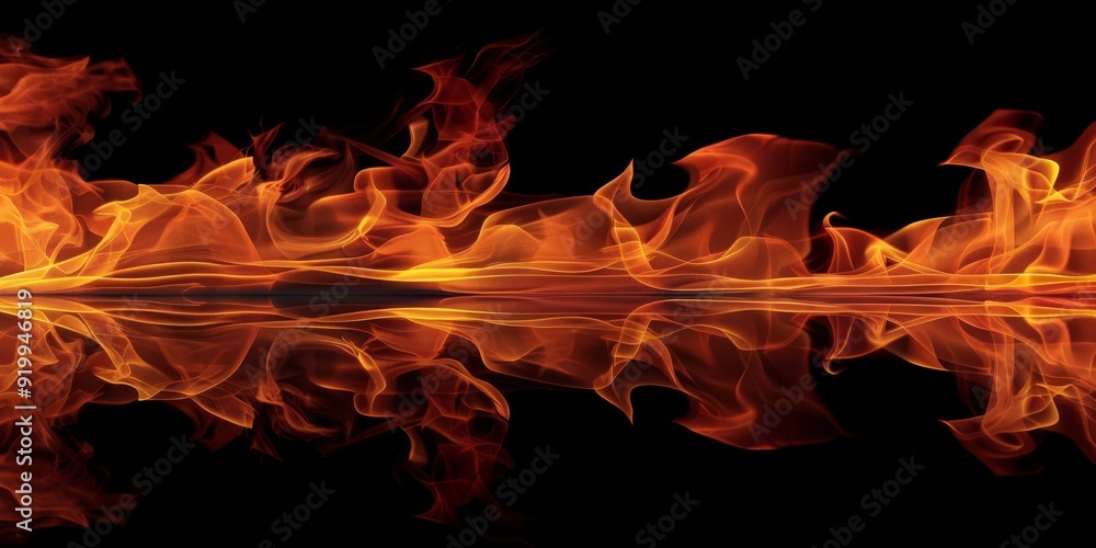 Aufkleber vivid and dynamic flames reflecting on a dark backdrop, perfect for creating energetic designs and c