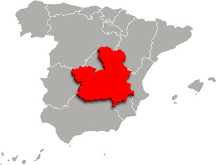castilla la mancha map ADMINISTRATIVE DIVISIONS of SPAIN 3d isometric map