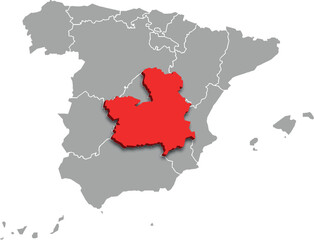 Obraz premium castilla la mancha map ADMINISTRATIVE DIVISIONS of SPAIN 3d isometric map