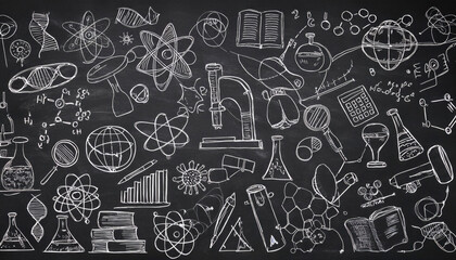 Doodles on blackboard. Generated image