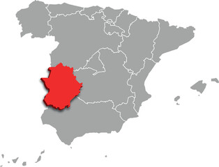extremadura map ADMINISTRATIVE DIVISIONS of SPAIN 3d isometric map
