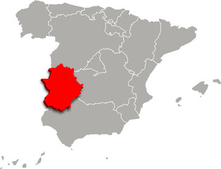 extremadura map ADMINISTRATIVE DIVISIONS of SPAIN 3d isometric map