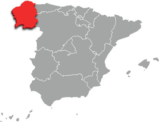 Obraz premium galicia map ADMINISTRATIVE DIVISIONS of SPAIN 3d isometric map