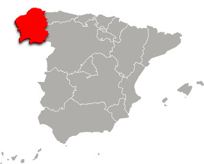 galicia map ADMINISTRATIVE DIVISIONS of SPAIN 3d isometric map