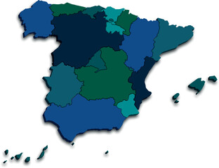 Fototapeta premium SPAIN MAP WITH ITS PROVINCES AND POLITICAL ADMINISTRATIVE DIVISIONS