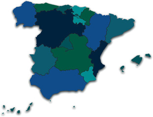 SPAIN MAP WITH ITS PROVINCES AND POLITICAL ADMINISTRATIVE DIVISIONS