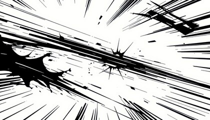 Fototapeta premium Abstract Black and White Lines with Explosion.