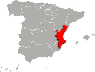 valencia map ADMINISTRATIVE DIVISIONS of SPAIN 3d isometric map