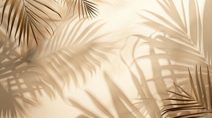 Light beige background with tropical leaves shadows for product presentation.