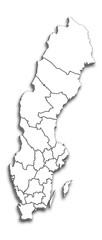SWEDEN MAP WITH ITS PROVINCES AND POLITICAL ADMINISTRATIVE DIVISIONS