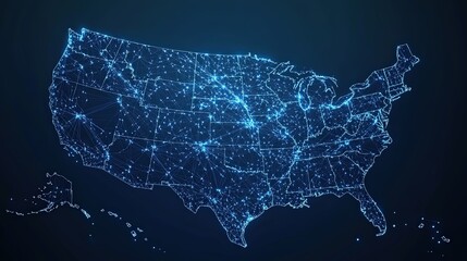 Obraz premium Abstract Tech-Driven Map of the United States