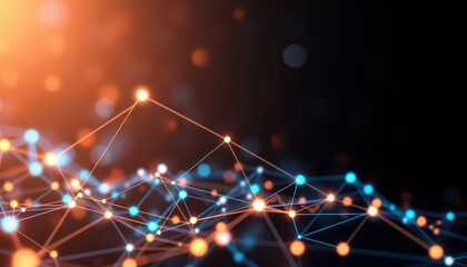 Obraz premium Abstract Network Connections with Bokeh Lights.