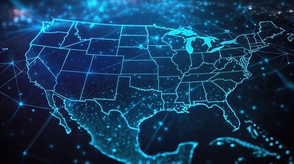Obraz premium Innovative Abstract Digital Map of the United States