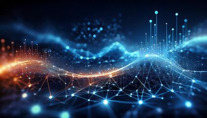 Obraz premium Abstract networking symbol with cinematic light background