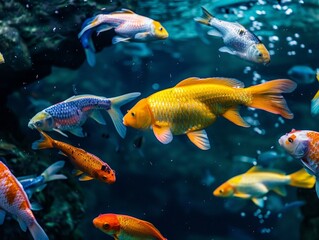 Fototapeta premium Multi-coloured fish swimming under the sea