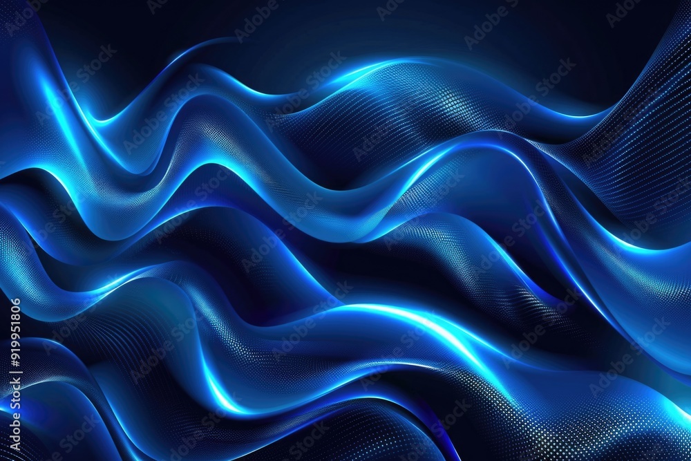 Poster Abstract blue background with wavy lines, suitable for various design and visual needs