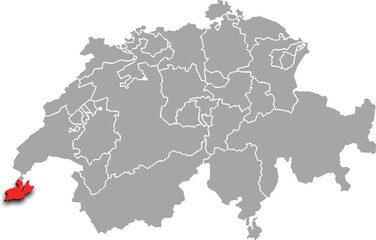 geneva map ADMINISTRATIVE DIVISIONS of SWITZERLAND 3d isometric map