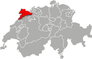 jura map ADMINISTRATIVE DIVISIONS of SWITZERLAND 3d isometric map