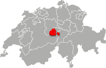 obwalden map ADMINISTRATIVE DIVISIONS of SWITZERLAND 3d isometric map