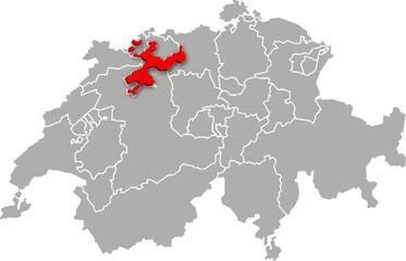solothurn map ADMINISTRATIVE DIVISIONS of SWITZERLAND 3d isometric map