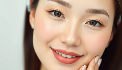 Fototapeta premium Close-up portrait of a young woman smiling.