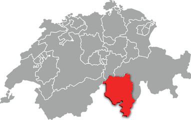 ticino map ADMINISTRATIVE DIVISIONS of SWITZERLAND 3d isometric map
