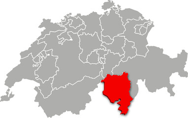 ticino map ADMINISTRATIVE DIVISIONS of SWITZERLAND 3d isometric map