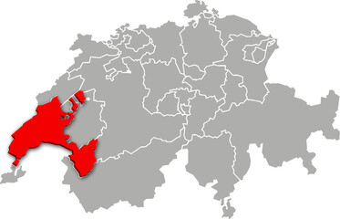 vaud map ADMINISTRATIVE DIVISIONS of SWITZERLAND 3d isometric map