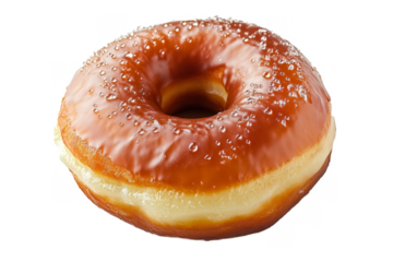 with a brown donut glaze separated from white and transparent background