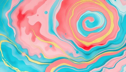 Obraz premium Abstract Swirls of Pink, Blue and Gold.