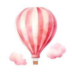 Obraz premium Travel hot air balloon watercolor illustration, travel clipart