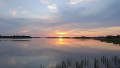 Obraz premium Sunset over Still Water.