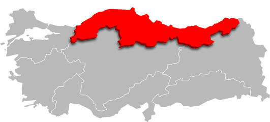 black sea region map ADMINISTRATIVE DIVISIONS of Türkiye 3d isometric map