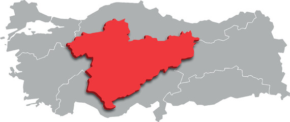 central antolia region map ADMINISTRATIVE DIVISIONS of Türkiye 3d isometric map