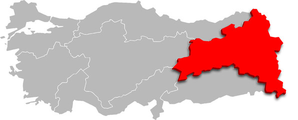eastern anatolia region map ADMINISTRATIVE DIVISIONS of T&uuml;rkiye 3d isometric map