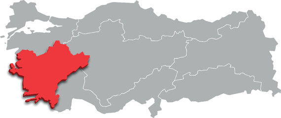 aegean region map ADMINISTRATIVE DIVISIONS of Türkiye 3d isometric map