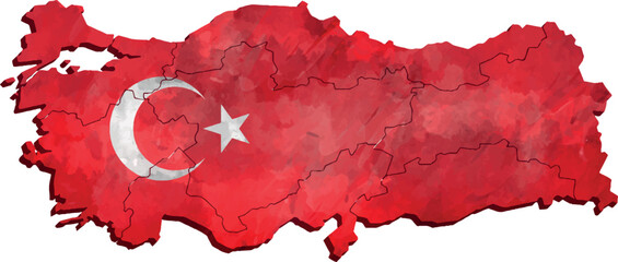 Türkiye MAP WITH ITS PROVINCES AND POLITICAL ADMINISTRATIVE DIVISIONS