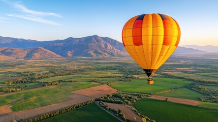 Fototapeta premium Golden Sunrise Balloon Adventure Over Scenic Valley
