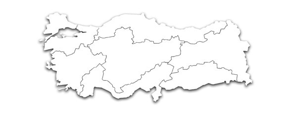 Türkiye MAP WITH ITS PROVINCES AND POLITICAL ADMINISTRATIVE DIVISIONS