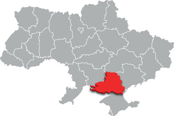 Fototapeta premium kherson map PROVINCE of UKRAINE 3d isometric map